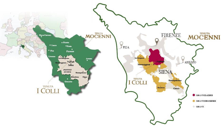 Cartina geografica Tenute Bindi Sergardi Toscana